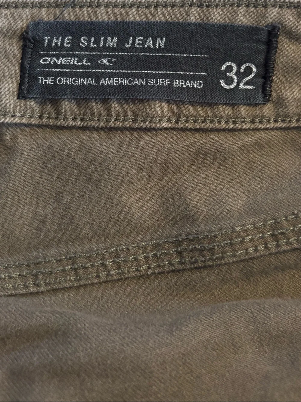 O'Neill Men's Olive Green Slim Jeans with Back Pocket Patch